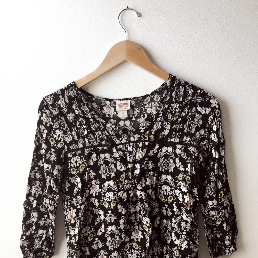 Mossimo Black Floral Blouse